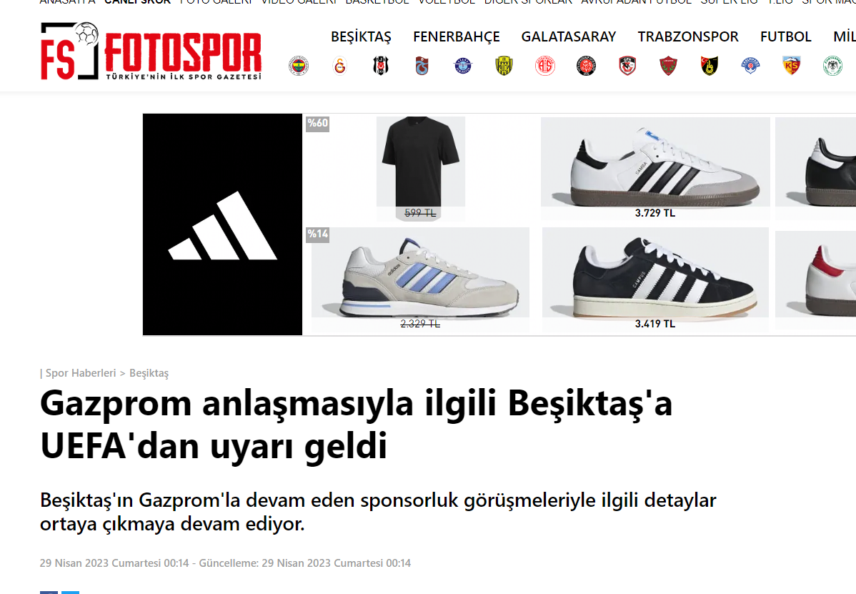 bne IntelliNews - 'Relegated' Gazprom looks set for football sponsorship  deal with Istanbul's Besiktas